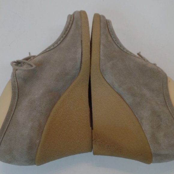 Michael Kors Tan Suede Wedge Lace Up Shoe Rubber Sole Sz 9 - Picture 6 of 12